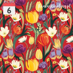 SOFTSHELL WODOODPORNY  Tulipany polne na czerwonym [6]