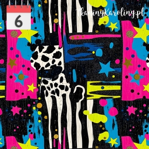 TKANINA WODOODPORNA OXFORD Neonowa abstrakcja kwadraty zebra [6]