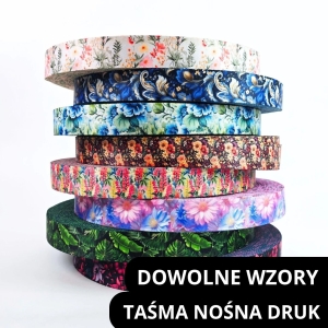 TAŚMA NOŚNA 38 mm DRUKOWANA  - wybierz wzór/wzory - 48 m 