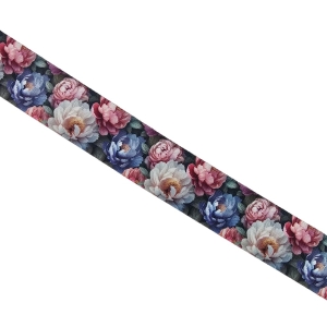 Taśma nośna drukowana 38 mm piwonie pastelowe