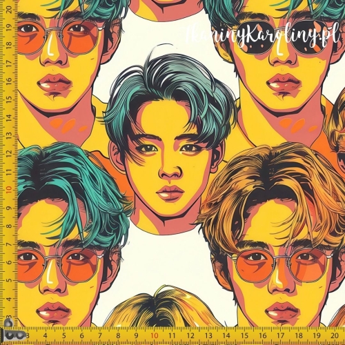 WELUR TAPICERSKI K-POP Chłopcy kolorowe fryzury na jasnym