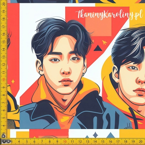 WELUR TAPICERSKI K-POP Chłopcy w żółtych kapturach