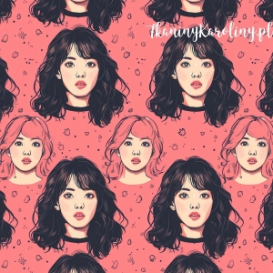 WELUR TAPICERSKI K-POP Dziewczyny twarze na koralowym tle [6-8]