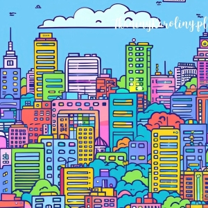 TKANINA WODOODPORNA OXFORD Kolorowe miasto [6-8]