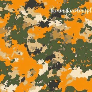 WELUR TAPICERSKI Wojskowy - Moro Pustynne, Pomarańcz i Zieleń [6-8]