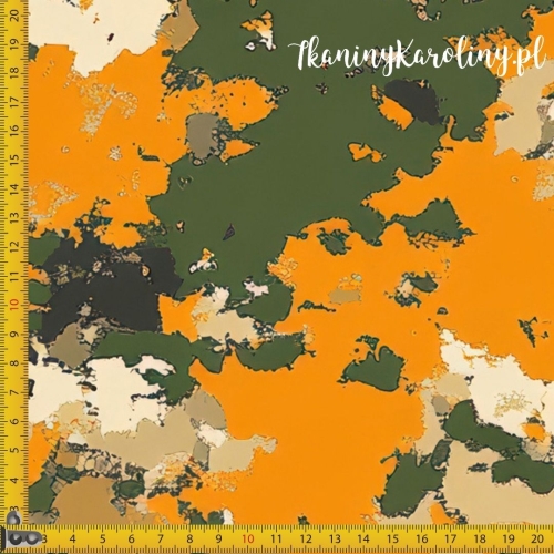 WELUR TAPICERSKI Wojskowy - Moro Pustynne, Pomarańcz i Zieleń [6-8]