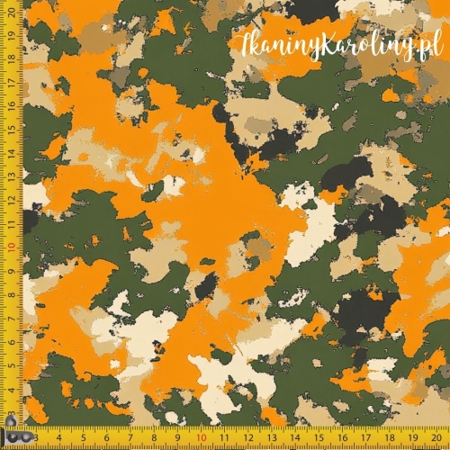 SOFTSHELL WODOODPORNY TKANINA WODOODPORNA OXFORD Wojskowy - Moro Pustynne, Pomarańcz i Zieleń