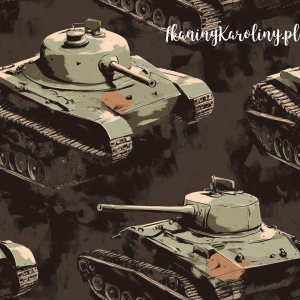 SOFTSHELL WODOODPORNY Wojskowy, Zielone czołgi na ciemnym tle [6-8]