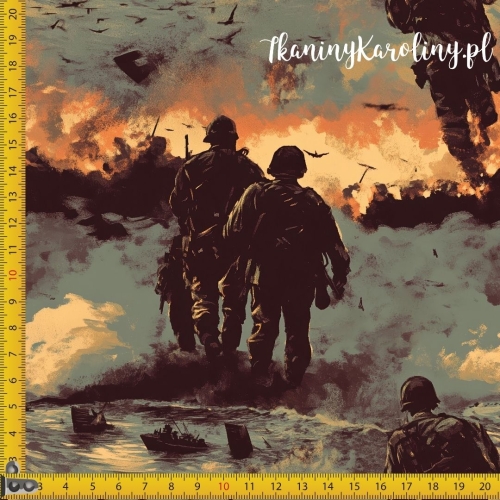 SOFTSHELL WODOODPORNY Wojskowy - żołnierze na obrazie olejnym, okręty