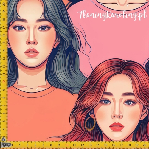 WELUR TAPICERSKI K-POP Dziewczyny w różowych i pomarańczowych bluzkach