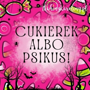 Panel wodoodporny, Neon Halloween - słodkości na różu (napis) 50x50cm [6-8]