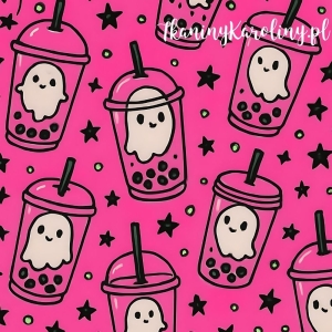 Panel wodoodporny, Neon Halloween - bubble tea z duchami 50x50cm [6-8]