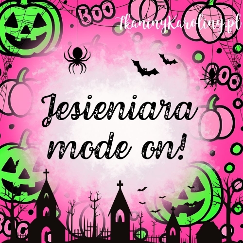 Panel welurowy, Neon Halloween - zielone dynie na różu (napis)