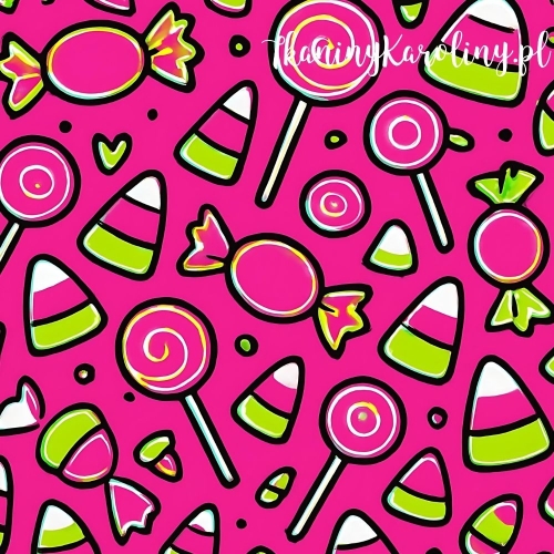 Panel welurowy, Neon Halloween - słodkości na różu