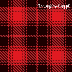 TKANINA WODOODPORNA OXFORD Krata szkocka, tartan - czerwień i czerń - kwadraty [6-8]