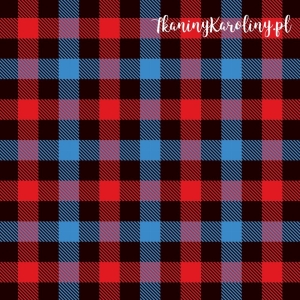 TKANINA WODOODPORNA OXFORD Krata szkocka, tartan - niebieskie, czerwone i czarne - kwadraty [6-8]