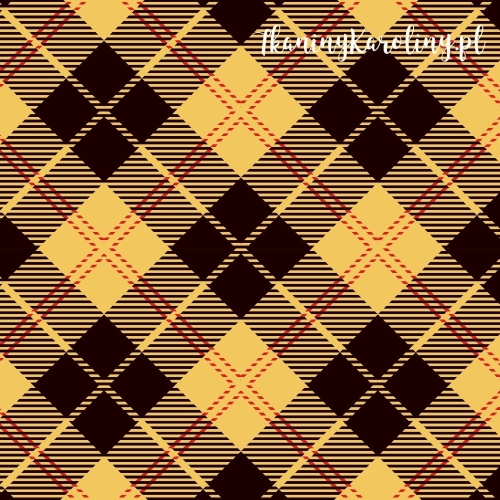 WELUR TAPICERSKI Krata szkocka, tartan - czarno-żółte romby na żółtym tle