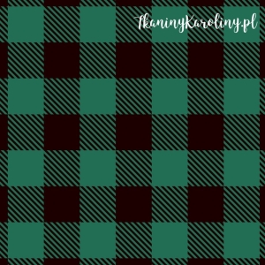 TKANINA WODOODPORNA OXFORD Krata szkocka, tartan - zielono-czarne kwadraty [6-8]