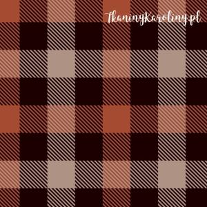SOFTSHELL WODOODPORNY Krata szkocka, tartan - brązowe, beżowe i czarne kwadraty [6-8] 