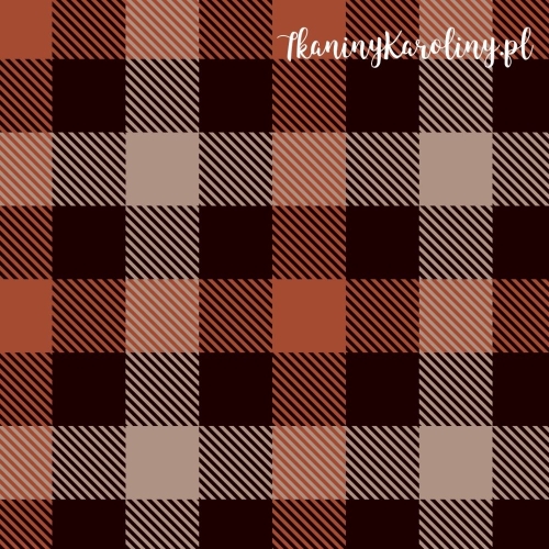 SOFTSHELL WODOODPORNY Krata szkocka, tartan - brązowe, beżowe i czarne kwadraty