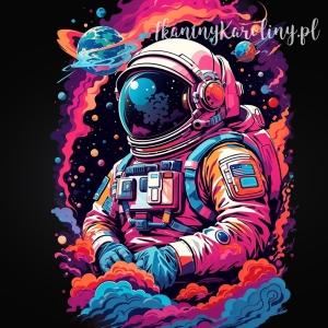 Panel welurowy - neonowy kosmonauta [6-8] 