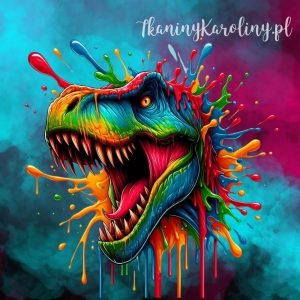 Panel welurowy - neonowy T-Rex na barwnym tle [6-8]