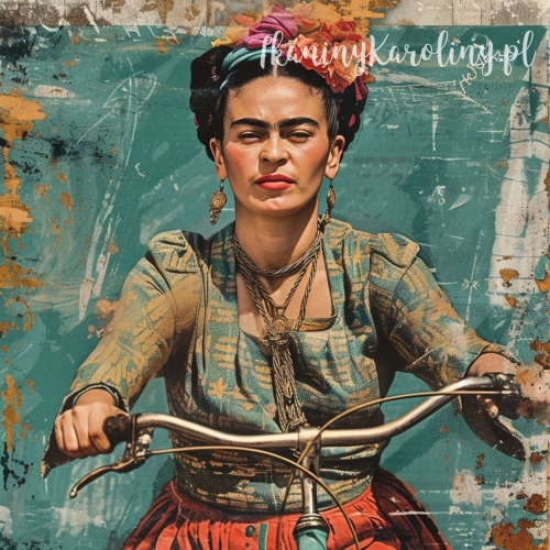 Panel wodoodporny - Frida Kahlo -  na rowerze bez lampki [6-8]