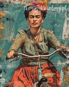 Panel wodoodporny 40x50cm - Frida Kahlo - na rowerze bez lampki [6-8]