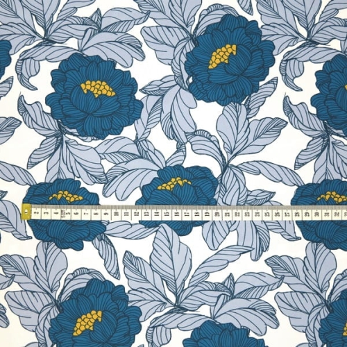 TKANINA WODOODPORNA English Flowers TURKUS