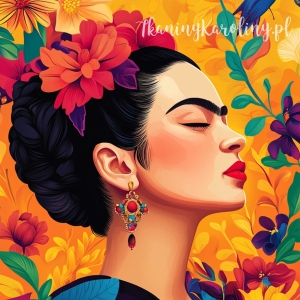 Panel wodoodporny - Frida Kahlo - profil wśród kwiatów [6-8] 