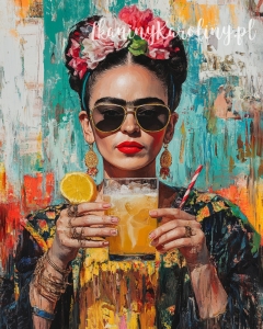 Panel wodoodporny 40x50cm - Frida Kahlo - drink z pomarańczą, okulary przeciwsłoneczne [6-8]