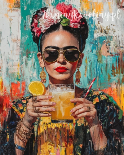 Panel wodoodporny 40x50cm - Frida Kahlo - drink z pomarańczą, okulary przeciwsłoneczne [6-8]