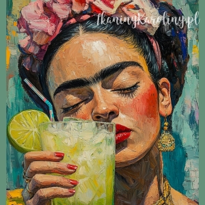 Panel wodoodporny - Frida Kahlo - koktajl z limonką, przymknięte oczy [6-8]