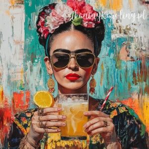 Panel welurowy - Frida Kahlo - drink z pomarańczą, okulary przeciwsłoneczne [6-8] 