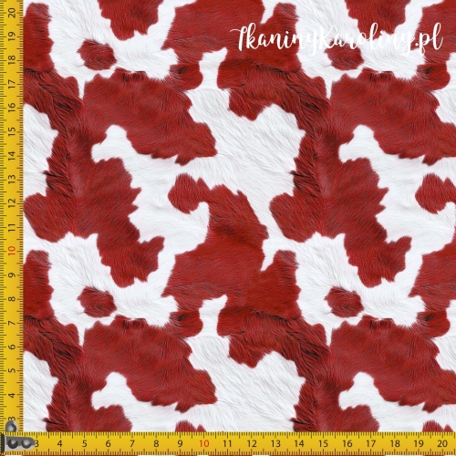 TKANINA WODOODPORNA OXFORD Krowie Łaty - bordo [6-8]