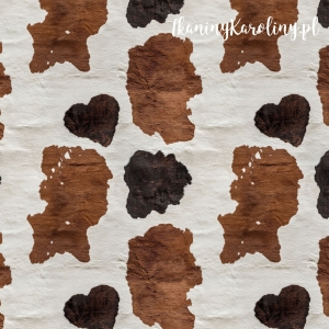 WELUR TAPICERSKI Krowie łaty - brązowe z sercami [6-8]