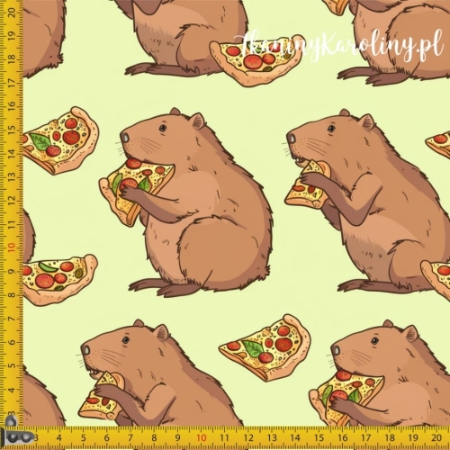 TKANINA WODOODPORNA OXFORD - Kapibara i pizza [6-8]