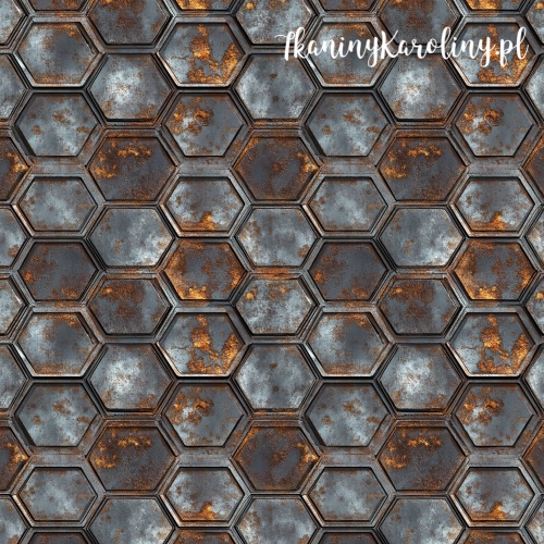 SOFTSHELL WODOODPORNY - Metal i rdza - heksagony [6-8]