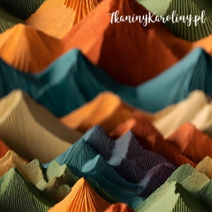 TKANINA WODOODPORNA OXFORD Góry 3D 2 - Brązowe z turkusowymi  [6-8]