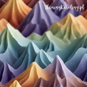 TKANINA WODOODPORNA OXFORD Góry 3D 9 - Pastelowe szczyty [6-8]