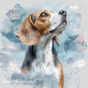 Panel welurowy Beagle malowany