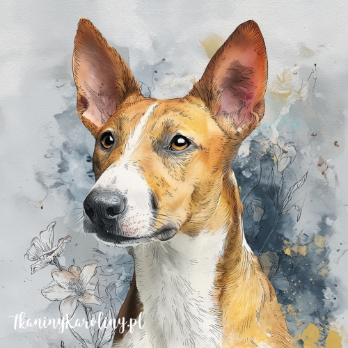 Panel welurowy Basenji malowany