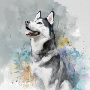 Panel wodoodporny Siberian husky malowany [6-8]