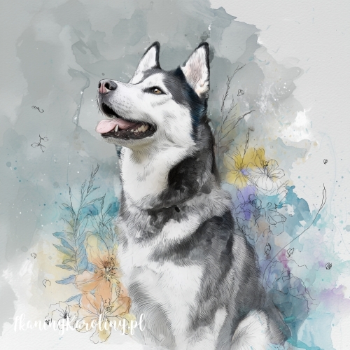 Panel wodoodporny Siberian husky malowany