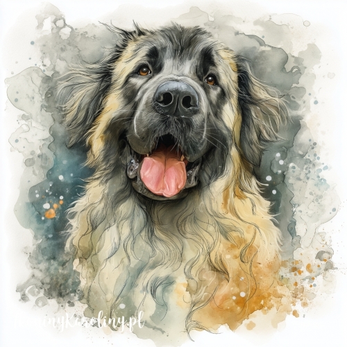 Panel welurowy Leonberger malowany