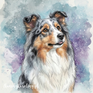 Panel welurowy Sheltie bluemerle malowany [6-8]