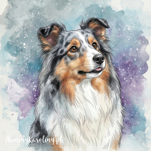 Panel welurowy Sheltie bluemerle malowany