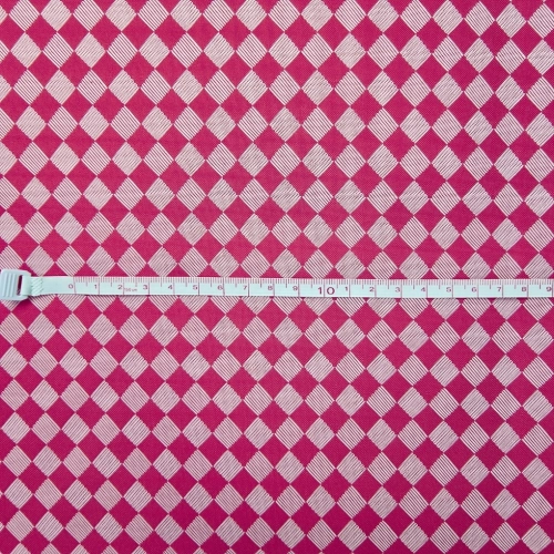 ŻAKARD WODOODPORNY Rombiki szachownica różowa ciemna
