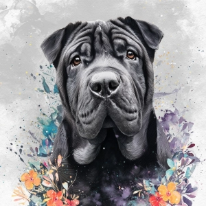 Panel welurowy Shar pei ciemny malowany [6-8]