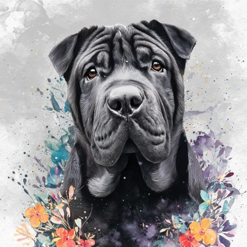 Panel welurowy Shar pei ciemny malowany